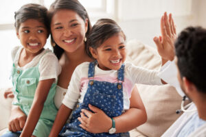 a happy young family