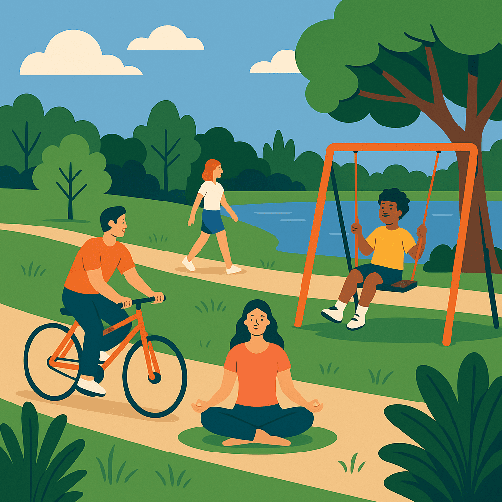 Illustration of people in a park